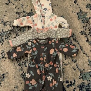 Carter's Floral Footies - White, Gray, Pink